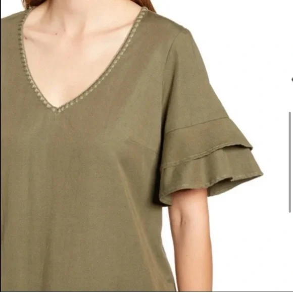 Tommy Bahama Dress XS Green Flutter Sleeve Knee Length Sage - Picture 14 of 14